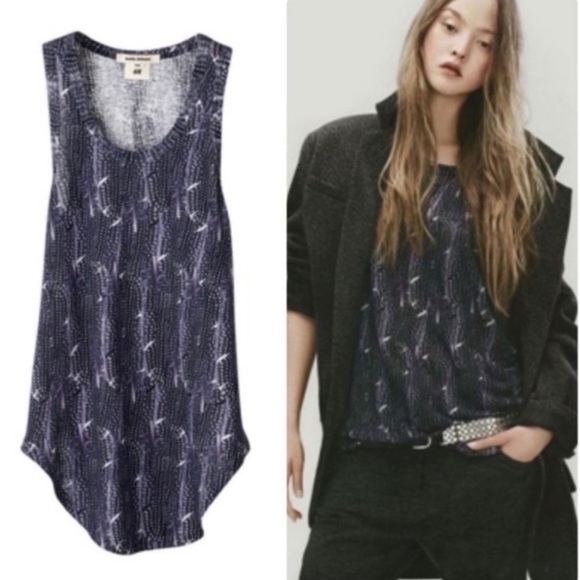 Isabel Marant X HM Feather Print Linen Tank, XS - Picture 1 of 6